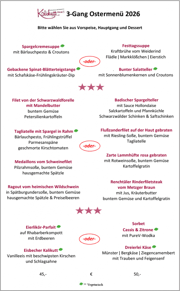 Ostermenü 2026 - Restaurant Kalikutt
